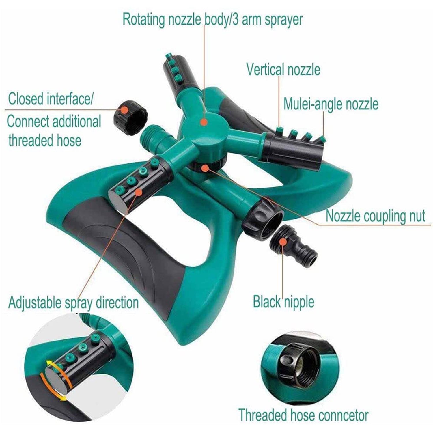7482 360 Degree 3 Arm Sprinkler for Watering Garden and Lawn Irrigation Yard Water Sprayer 7482 360 Degree 3 Arm Sprinkler for Watering Garden and Lawn Irrigation Yard Water Sprayer